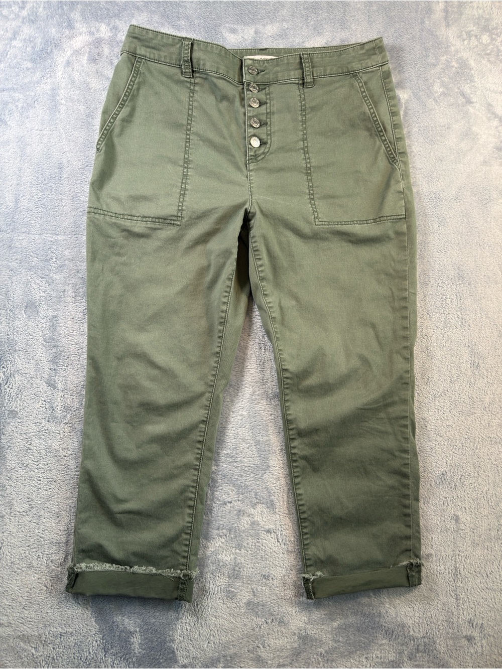 LOFT Olive Cropped Button-Fly Utility Pants #3271-2